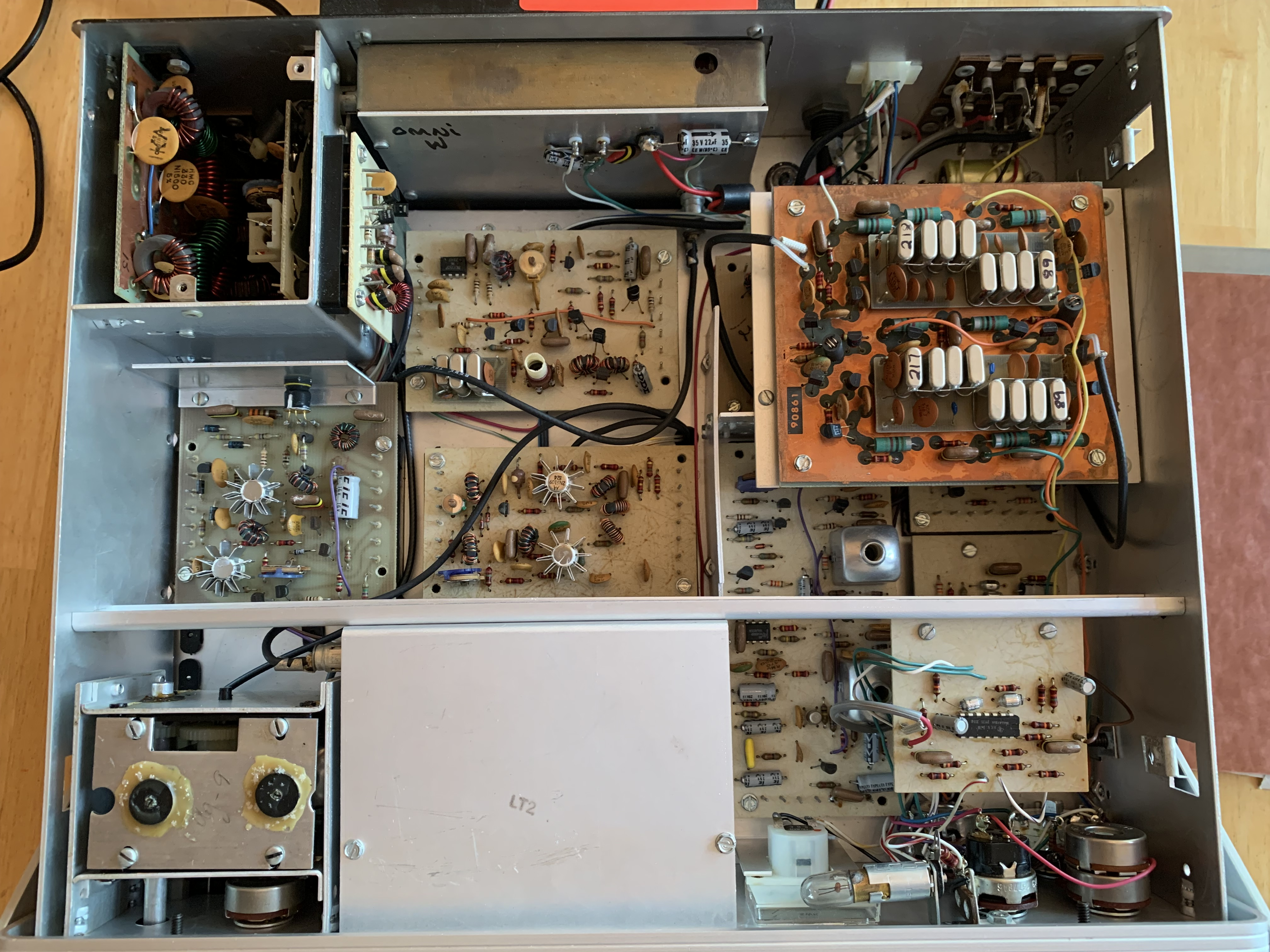 Omni-D with top removed, revealing layers of boards