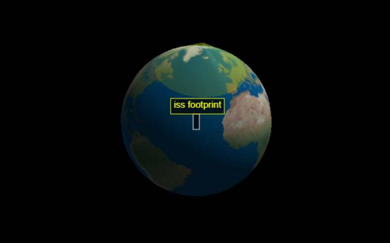 cone projecting from ISS to Earth