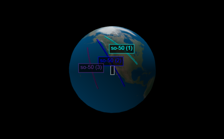 3 SO-50 passes next to one another in ECEF